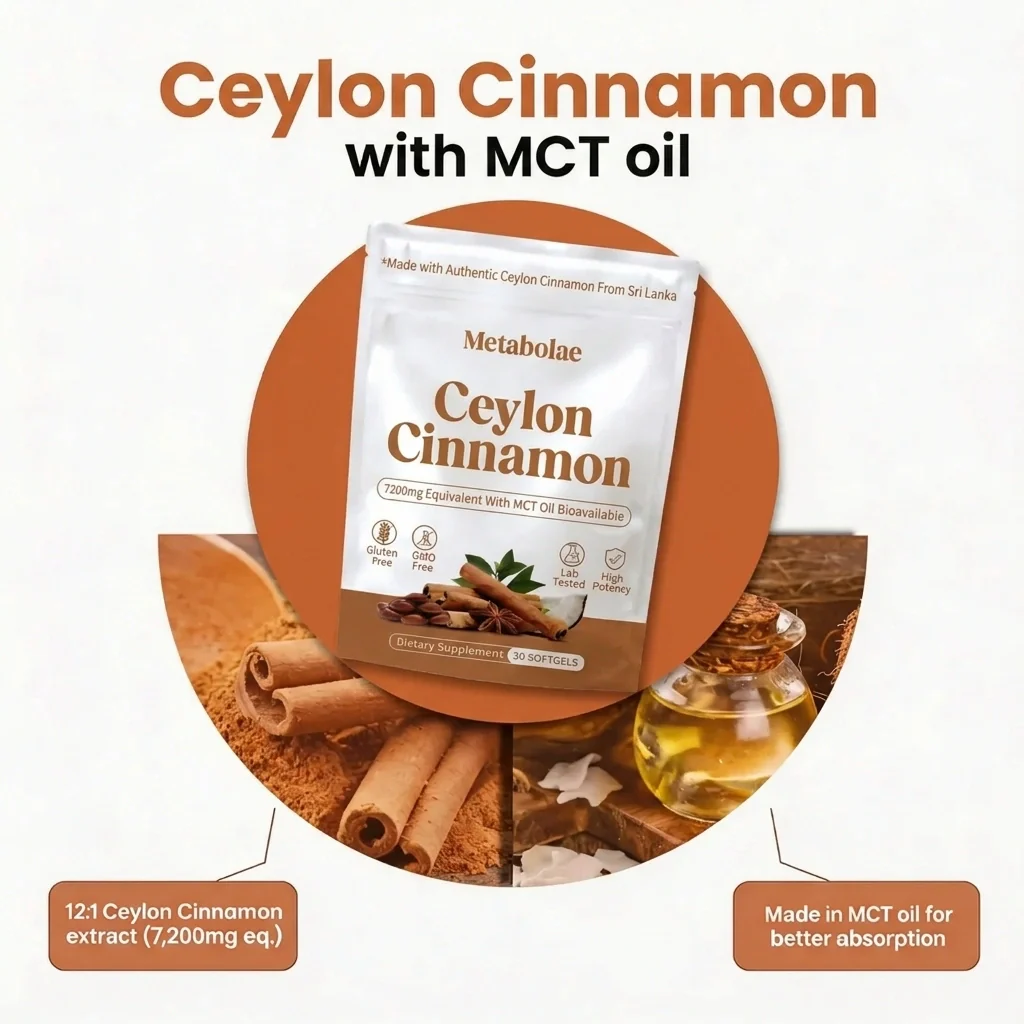 Ceylon Cinnamon 7200mg Equivalent with MCT Oil