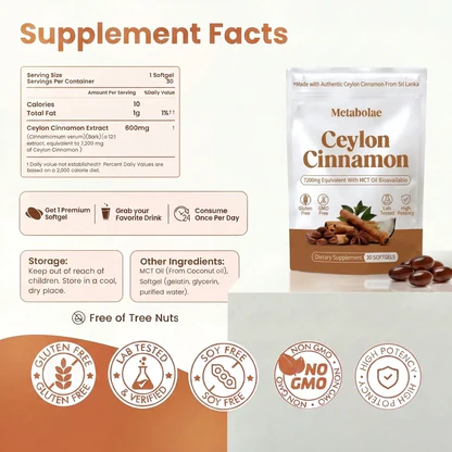 Ceylon Cinnamon 7200mg Equivalent with MCT Oil